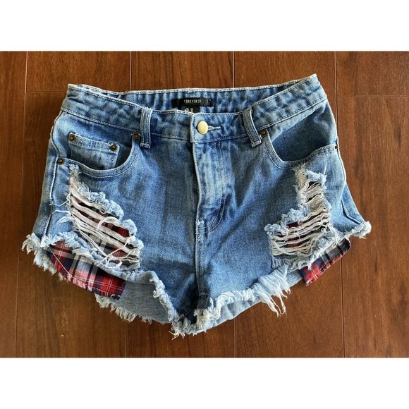 Forever 21 Pants - Forever 21 Distressed Blue Jean Shirts Waist 25 Bootie Shorts Cut-Off